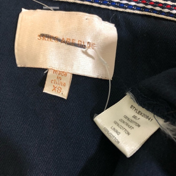 NWOT Navy Blue Utility Jacket Coat New Tribal Embroidered Print Skies Are Blue - Picture 5 of 7